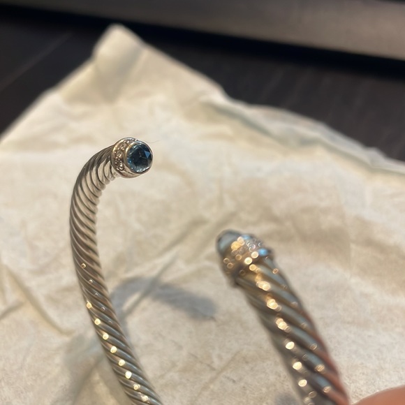 David Yurman Cable Classic Collection Bracelet with Blue Topaz and Diamonds - Picture 2 of 5